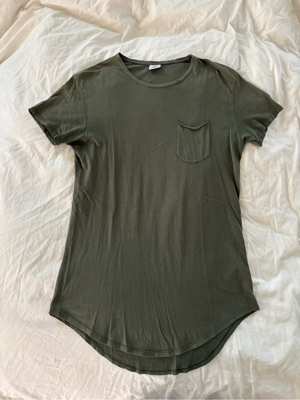 Urban Outfitters Olive Green Scoop-Hem Pocket Tee
